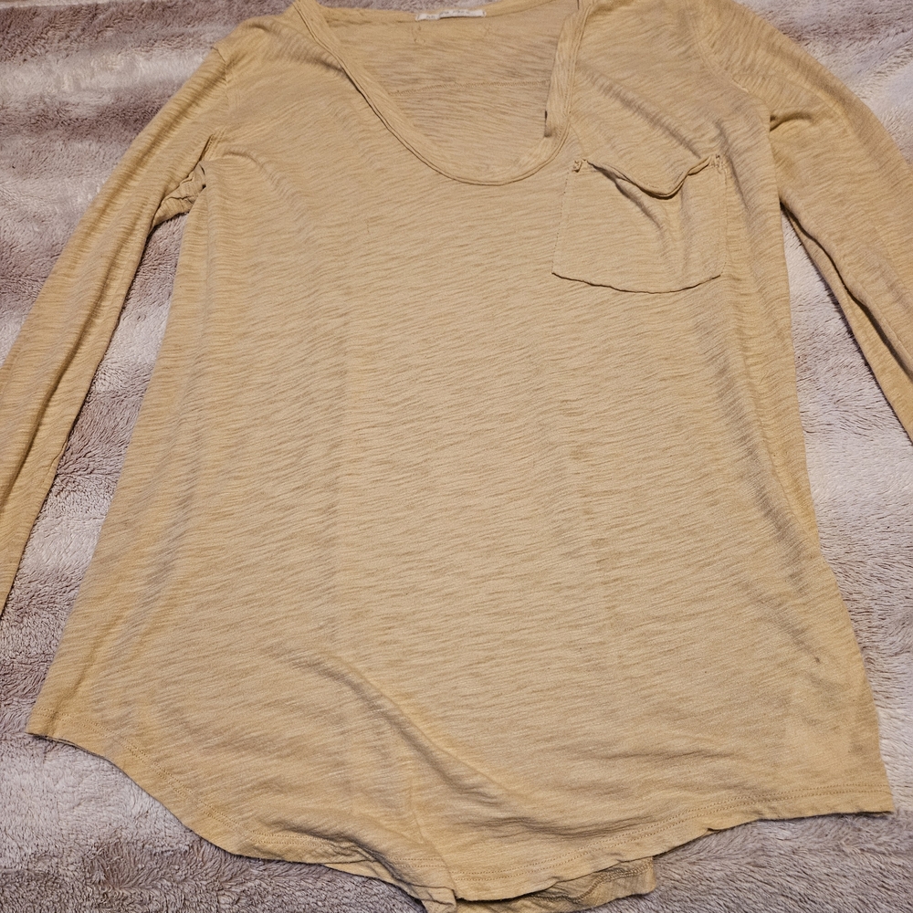 Free People Light Yellow Long Sleeve Top